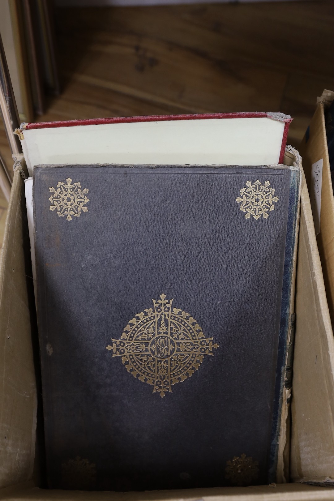 A collection of 19th century and later books, including:, A Pilgrimage in Surrey, The Cornhill Magazine, The History Civil and Ecclestiastical, and Survey of the Antiquities of Winchester etc., (two boxes)